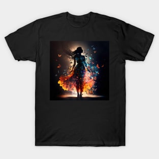 Silhouette of a woman bursting into butterflies T-Shirt